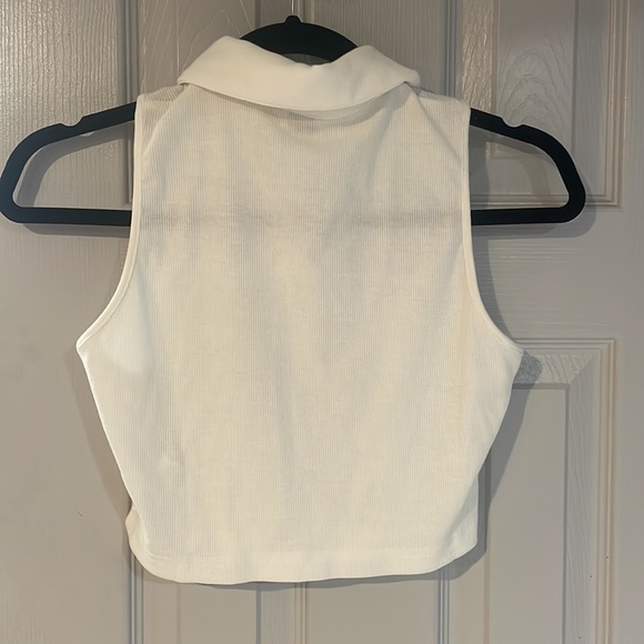 Shein, size small, white, crop top, with buttons on collar - Picture 5 of 8